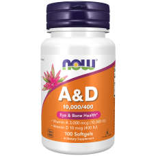 A&D 10000/400IU 100 Caps, NOW Foods - Caps