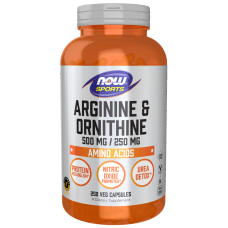 Arginine & Ornithine 500mg 250mg 250 Veg Caps, NOW Foods - Veg Caps