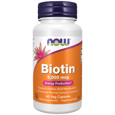 Biotin 5000mcg 60 Caps, NOW Foods - caps