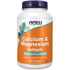 Calcium & Magnesium with Vitamin D-3 and Zinc 240 Sofgels, NOW Foods - Softgels