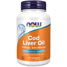 Cod Liver Oil 1000mg Extra Strength 90 Softgels, NOW Foods - Softgels