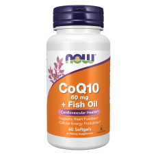 CoQ10 60mg With Omega-3 Fish Oil 60 Softgels, NOW Foods - Softgels
