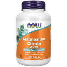 Magnesium Citrate 200mg 100 Tabs, NOW Foods - Tabs