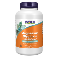 Magnesium Glycinate with BioPerine 200mg 180 Veg Caps, NOW Foods - Veg Caps
