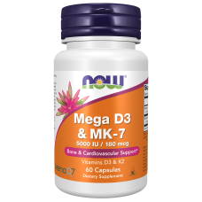 Mega D-3 & MK-7 5000iu / 180mcg 60 Veg Caps, NOW Foods - Caps