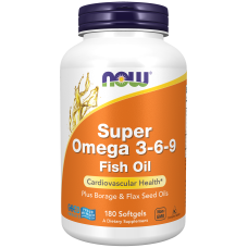 Super Omega 3-6-9 1200mg 180 Softgels, NOW Foods - caps