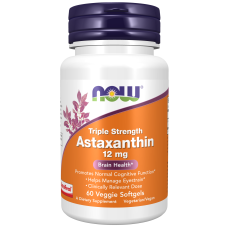 Triple Strength Astaxanthin 12mg 60 Veg Softgels, NOW Foods - Veg Softgels