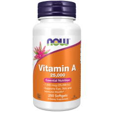 Vitamin A 25000iu 250 Softgels, NOW Foods - Softgels