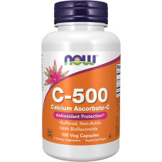 Vitamin C-500 Calcium Ascorbate-C with Bioflavonoids 100 Veg Caps, NOW Foods - Veg Caps