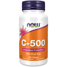 Vitamin C-500 With Rose Hips 100 Tabs, NOW Foods - Tabs