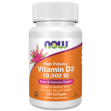 Vitamin D-3 10000iu 120 Softgels, NOW Foods - Softgels