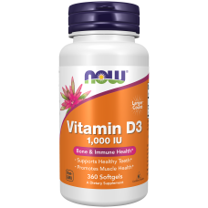 Vitamin D-3 1000iu 360 Softgels, NOW Foods - Softgels