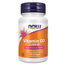 Vitamin D-3 2000iu 120 Softgels, NOW Foods - softgels