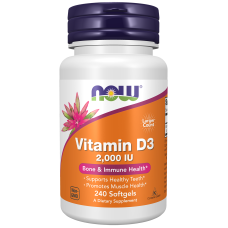 Vitamin D-3 2000iu 240 Softgels, NOW Foods - Softgels