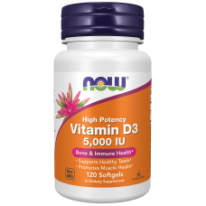 Vitamin D-3 5000iu 120 Softgels, NOW Foods - softgels