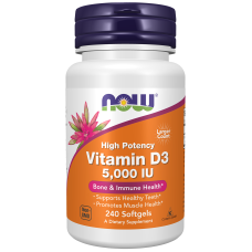 Vitamin D-3 5000iu 240 Softgels, NOW Foods - softgels