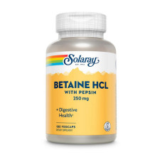 Betaine HCL 250mg with Pepsin 180 Veg Caps, Solaray - Veg Caps