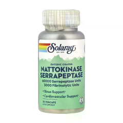 Enteric Coated Nattokinase Serrapeptase 30 Veg Caps, Solaray - Veg Caps