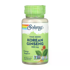 True Herbs Korean Ginseng 550mg 50 Veg Caps, Solaray - Veg Caps