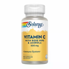 Vitamin C with Rose Hips and Acerola 500mg 100 Veg Caps, Solaray - Veg Caps