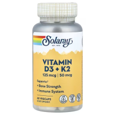 Vitamin D3 plus K2 60 Veg Caps, Solaray - Veg Caps