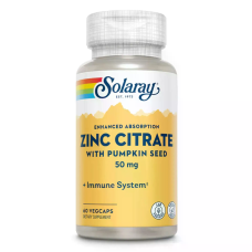 Zinc Citrate with Pumpkin Seed 50mg 60 Veg Caps, Solaray - Veg Caps