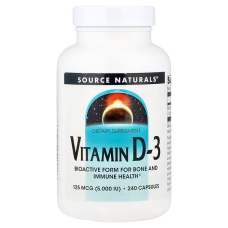 Vitamin D-3 5000iu 240 Caps, Source Naturals - Caps