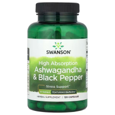 Ashwagandha & Black Pepper Extract 120 Caps, Swanson - Caps