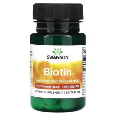 Biotin 10000mcg 60 Tabs, Swanson - Tabs