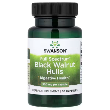 Full Spectrum Black Walnut Hulls 500mg 60 Caps, Swanson - Caps