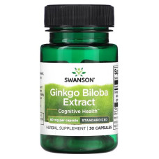 Ginkgo Biloba Extract 60mg 30 Caps, Swanson - Caps