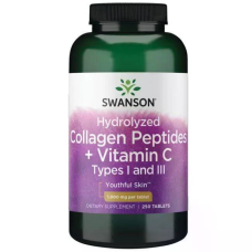 Hydrolyzed Collagen Peptides + Vitamin C 250 Tabs, Swanson - Tabs