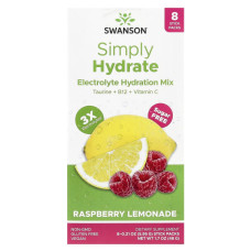 Simply Hydrate Electrolyte Hydration Mix 8 Stick Packs, Swanson - Raspberry Lemonade