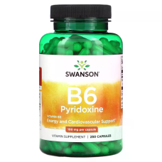 Vitamin B6 Pyridoxine 100mg 250 Caps, Swanson - Caps