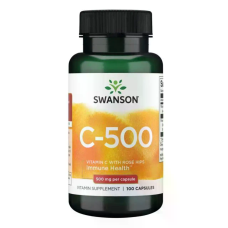 Vitamin C 500mg with Rose Hips 100 Caps, Swanson - Caps