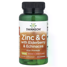 Zinc & C with Elderberry & Echinacea 60 Tabs, Swanson - Lozenges